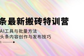 热门项目（12819期）头条最新搬砖特训营：最新AI工具与批量方法，掌握头条内容创作与发布技巧10-03中创网