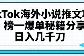 赚钱项目TikTok海外小说推文项目，榜一爆单秘籍分享，日入几千刀08-22冒泡网