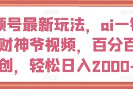 每天视频号最新玩法，ai一键生成财神爷视频，百分百原创，轻松日入2000+【揭秘】便宜07月12日冒泡网VIP项目