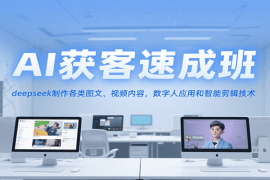 AI获客速成班，deepseek制作各类图文、视频内容，数字人应用和智能剪辑技术