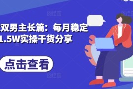 热门项目小说推文双男主长篇：每月稳定变现1.5W实操干货分享12-13冒泡网