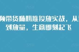 热门项目短视频带货随心推投放实战，从选品到放量，生意即刻起飞11-27冒泡网