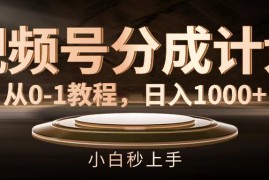 热门项目（11931期）视频号分成计划，从0-1教程，日入1000+便宜08月02日中创网VIP项目