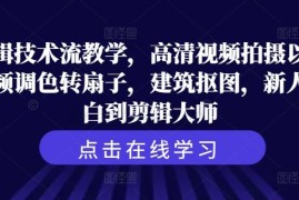 最新项目剪辑技术流教学，高清视频拍摄以及视频调色转扇子，建筑抠图，新人小白到剪辑大师便宜08月19日冒泡网VIP项目