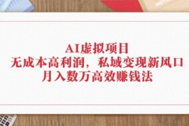 热门项目（12355期）AI虚拟项目：无成本高利润，私域变现新风口，月入数万高效赚钱法08-28中创网