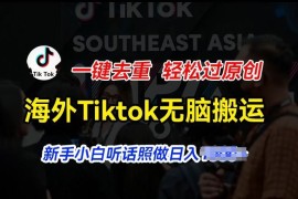 海外Tiktok短视频无脑搬运，一键去重轻松过原创，新手小白听话照做日入几张【揭秘】，06月26日冒泡网VIP项目