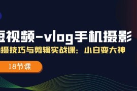 创业项目短视频vlog手机摄影拍摄技巧与剪辑实战课，小白变大神（18节课）便宜07月09日福缘网VIP项目