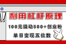 赚钱项目（11859期）利用杠杆100元撬动500+创业粉，单日变现5位数便宜07月29日中创网VIP项目