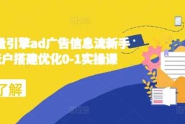 最新项目2024巨量引擎ad广告信息流新手小白账户搭建优化0-1实操课12-04冒泡网