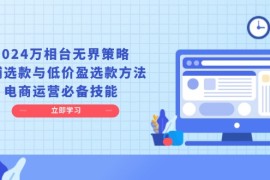 每天（13633期）2024万相台无界策略，店铺选款与低价盈选款方法，电商运营必备技能12-11中创网