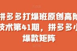 最新项目拼多多打爆班原创高阶技术第41期，拼多多小爆款矩阵12-17冒泡网