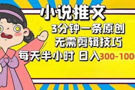 每日（12830期）小说推文6.0，简单无脑，3分钟一个原创作品，每天半小时，日入300-1000&#8230;10-04中创网