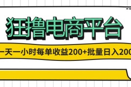 创业项目（12463期）一天一小时狂撸电商平台每单收益200+批量日入2000+09-05中创网