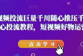 实战短视频投流巨量千川随心推压千展核心投流教程，短视频好物运营便宜07月19日冒泡网VIP项目