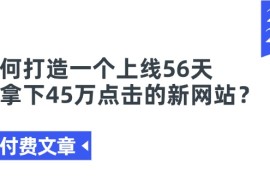 赚钱项目（11420期）某付费文章《如何打造一个上线56天就拿下45万点击的新网站？》便宜07月05日中创网VIP项目