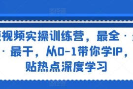 每天短视频实操训练营，最全·最新·最干，从0-1带你学IP，紧贴热点深度学习便宜07月22日冒泡网VIP项目