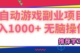 简单项目（11769期）可以全自动的游戏副业项目，日入1000+无脑操作便宜07月24日中创网VIP项目