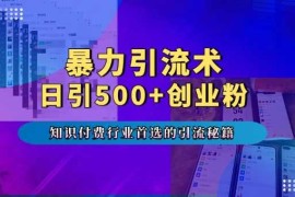 每日暴力引流术，专业知识付费行业首选的引流秘籍，一天暴流500+创业粉，五个手机流量接不完!12-11冒泡网