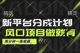 最新项目（12442期）最新平台分成计划，风口项目，单号月入10000+09-03中创网