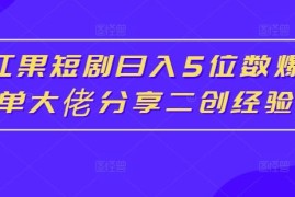 2024最新红果短剧日入5位数爆单大佬分享二创经验08-30冒泡网