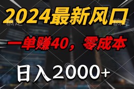 2024最新（11696期）2024最新风口项目，一单40，零成本，日入2000+，小白也能100%必赚便宜07月19日中创网VIP项目