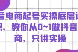 创业项目抖音电商起号实操底层逻辑课，教你从0~1做抖音电商，只讲实操便宜07月20日冒泡网VIP项目