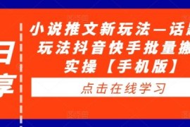 每日小说推文新玩法—话题类玩法抖音快手批量搬运实操【手机版】09-09冒泡网