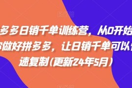 创业项目拼多多日销千单训练营，从0开始带你做好拼多多，让日销千单可以快速复制(更新24年7月)便宜07月24日冒泡网VIP项目