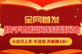 最新项目全网首发，快手直播间转播玩法简单躺赚，真正的全无人直播，小白轻松上手月入1W+【揭秘】便宜07月20日冒泡网VIP项目