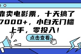 热门项目（12161期）靠卖电影票，十天搞了7000+，小白无门槛上手，零投入！08-15中创网