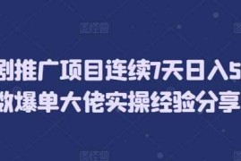 简单项目短剧推广项目连续7天日入5位数爆单大佬实操经验分享12-12冒泡网