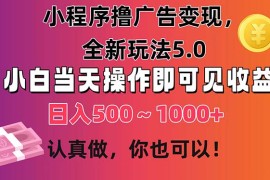 每天（11290期）小程序撸广告变现，全新玩法5.0，小白当天操作即可上手，日收益 500~1000+，06月27日中创网VIP项目