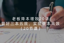 老板降本增效20讲，管好三本五效，实现低本高效（20节课），06月24日福缘网VIP项目