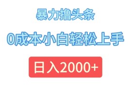 简单项目（12068期）暴力撸头条，0成本小白轻松上手，日入2000+便宜08月09日中创网VIP项目