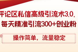 实战（12145期）评论区私信高级引流术3.0，每天精准引流300+创业粉，操作简单，流量稳定08-14中创网