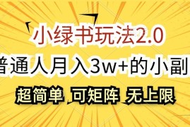 2024最新小绿书玩法2.0，超简单，普通人月入3w+的小副业，可批量放大福缘网