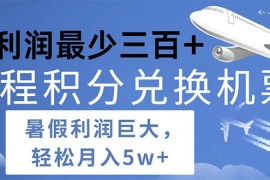 简单项目（11385期）2024暑假利润空间巨大的里程积分兑换机票项目，每一单利润最少500，07月02日中创网VIP项目