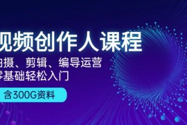 赚钱项目（13203期）视频创作人课程！拍摄、剪辑、编导运营，零基础轻松入门，含300G资料