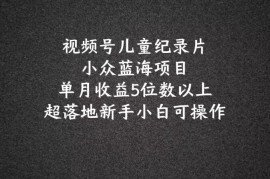 2024最新2024蓝海项目视频号儿童纪录片科普，单月收益5位数以上，新手小白可操作便宜08月03日福缘网VIP项目