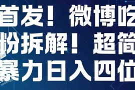 赚钱项目首发！微博吃瓜粉引流变现拆解，日入四位数轻轻松松【揭秘】12-08冒泡网