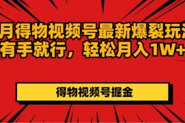 每天（11816期）7月得物视频号最新爆裂玩法有手就行，轻松月入1W+便宜07月29日中创网VIP项目