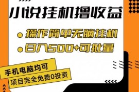 热门项目小说全自动挂机撸收益，操作简单，日入500+可批量放大 【揭秘】，07月01日冒泡网VIP项目