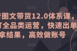 抖音图文带货12.0体系课，主打全品类运营，快速出单拿结果，高效做账号，06月26日冒泡网VIP项目