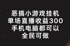 每日恶搞小游戏挂机，单场直播300+，全民可操作【揭秘】便宜07月25日冒泡网VIP项目