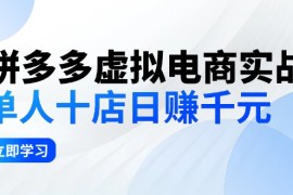 创业项目（12326期）拼多多虚拟电商实战：单人10店日赚千元，深耕老项目，稳定盈利不求风口08-26中创网