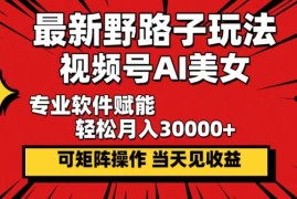 最新项目（12798期）最新野路子玩法，视频号AI美女，当天见收益，轻松月入30000＋09-30中创网