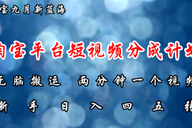 简单项目（12413期）淘宝平台短视频新蓝海暴力撸金，无脑搬运，两分钟一个视频新手日入大几百09-01中创网