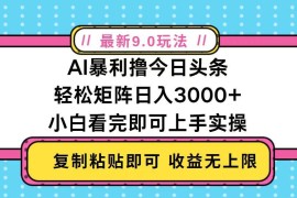 最新项目（13363期）今日头条最新9.0玩法，轻松矩阵日入2000+11-17中创网