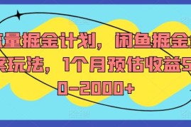 创业项目流量掘金计划，闲鱼掘金全案玩法，1个月预估收益500-2000+08-19冒泡网