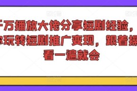 每天千万播放大佬分享短剧经验，带你玩转短剧推广变现，跟着操作看一遍就会便宜08月03日冒泡网VIP项目